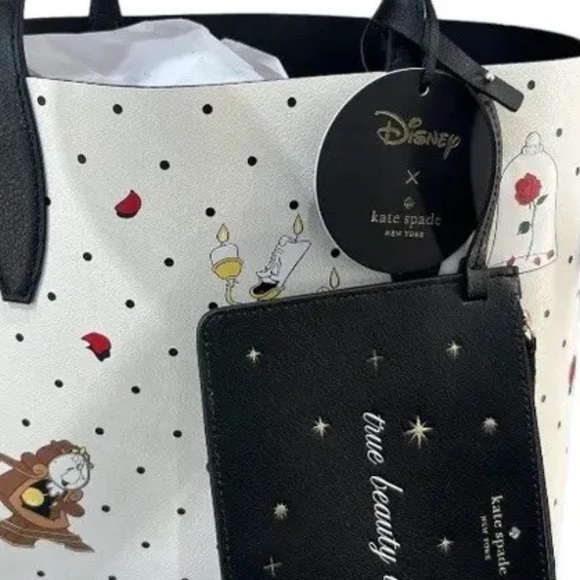Kate Spade X Disney Beauty and The Beast Small Leather Reversible Tote Handbag - Picture 11 of 14